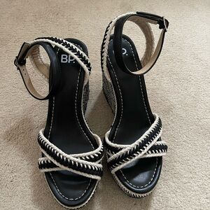 BP Black and Cream Wedge Sandals